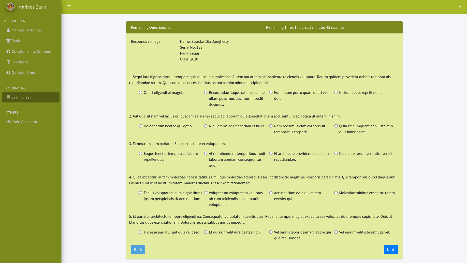 Exam System Screenshot